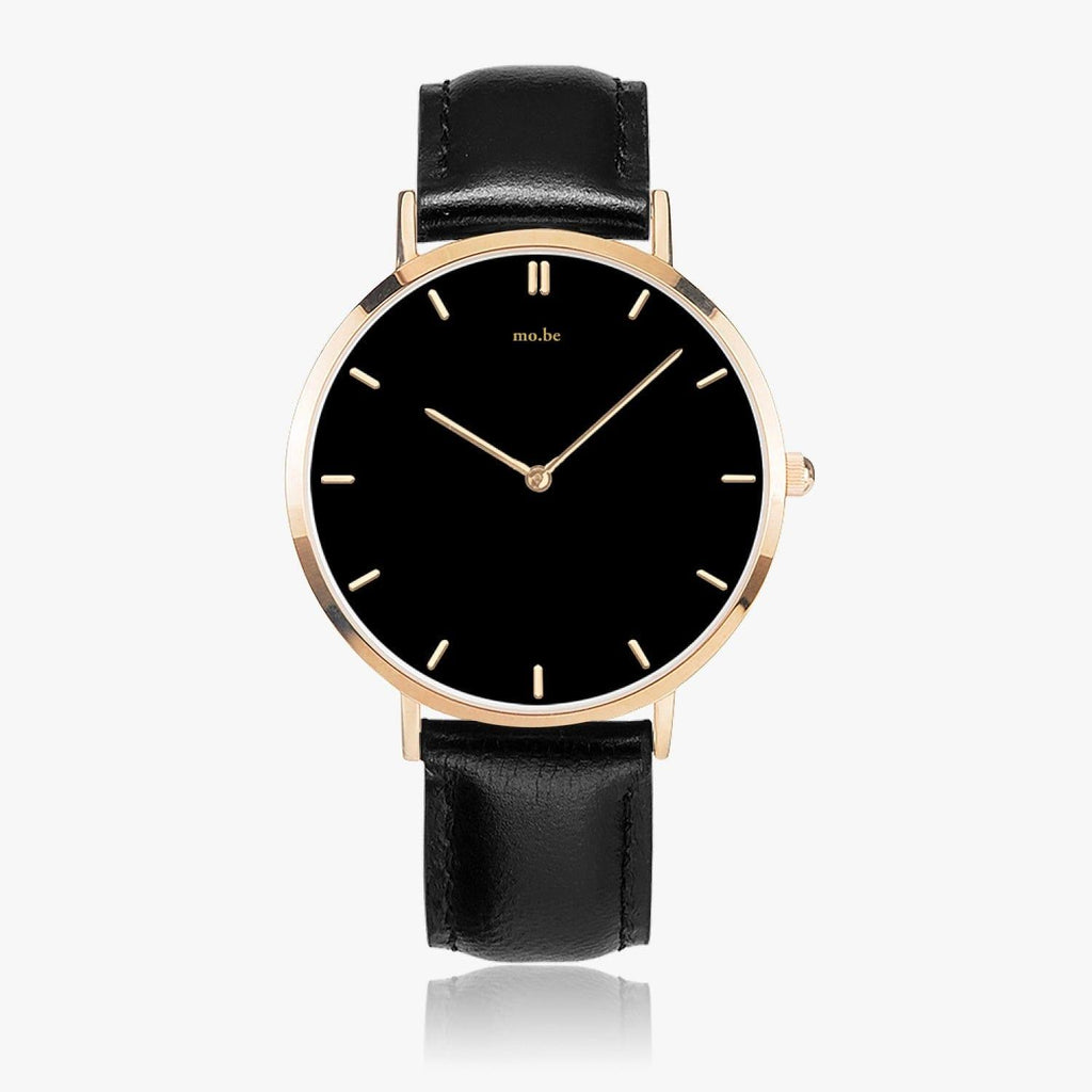 164. Hot Selling Ultra-Thin Leather Strap Quartz Watch (Rose Gold With Indicators) - mo.be