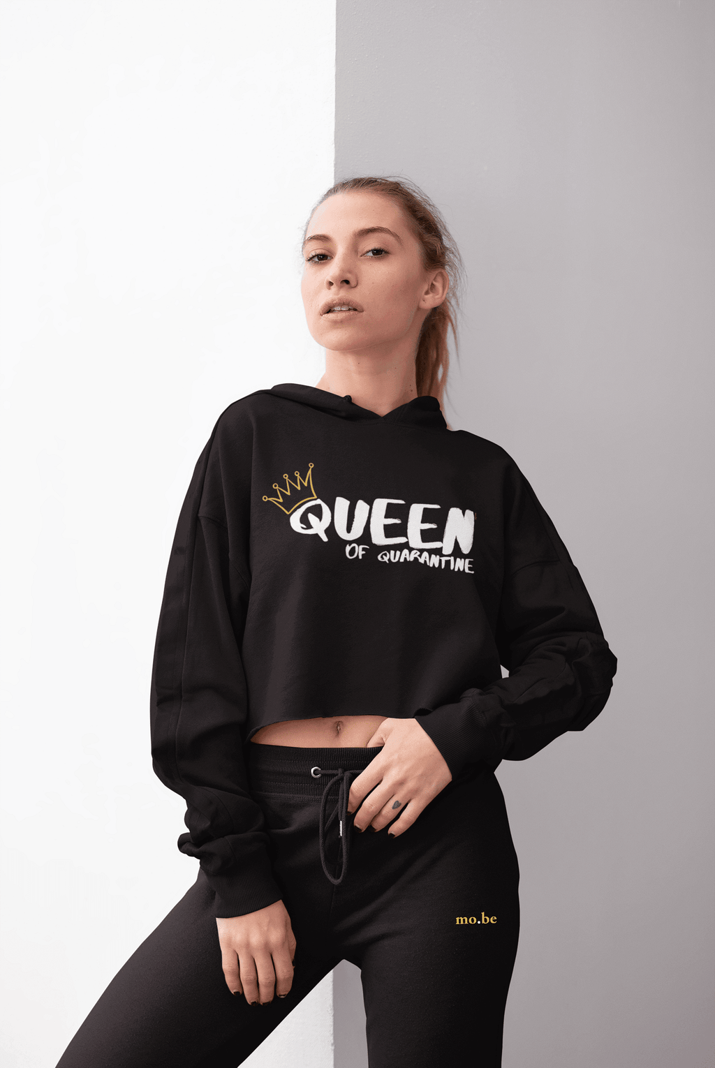 queen of quarantine cropped hoodie - mo.be