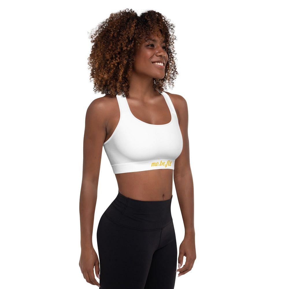 mo.be.fit white padded sports bra - mo.be