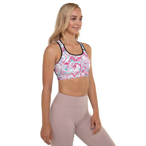 marble pink padded sports bra - mo.be