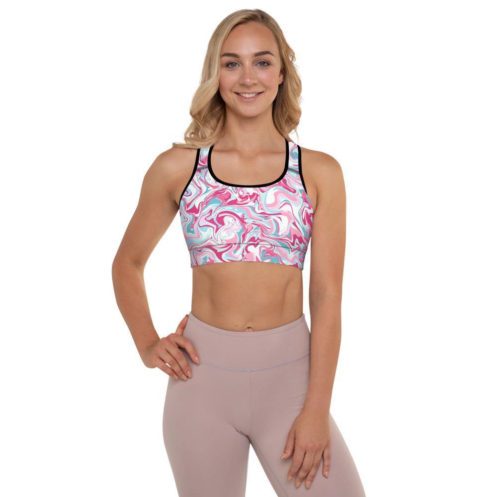 marble pink padded sports bra - mo.be